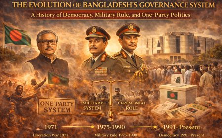 The evolution of Bangladesh's governance system: A history of democracy, military rule, and one-party politics.