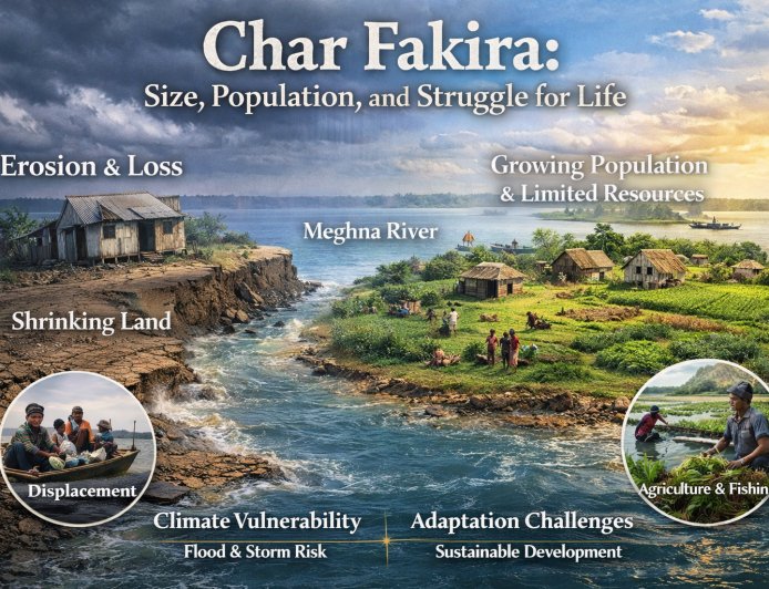চর ফকিরা: আয়তন, জনসংখ্যা ও জীবনসংগ্রাম