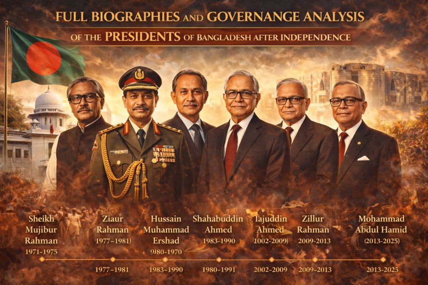 Full biographies and governance analysis of the presidents of Bangladesh after independence.